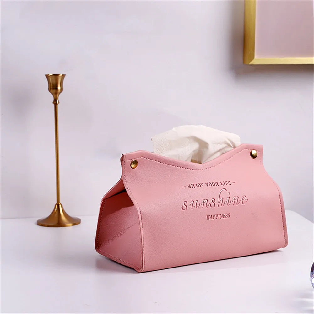 Foldable PU Leather Tissue Box