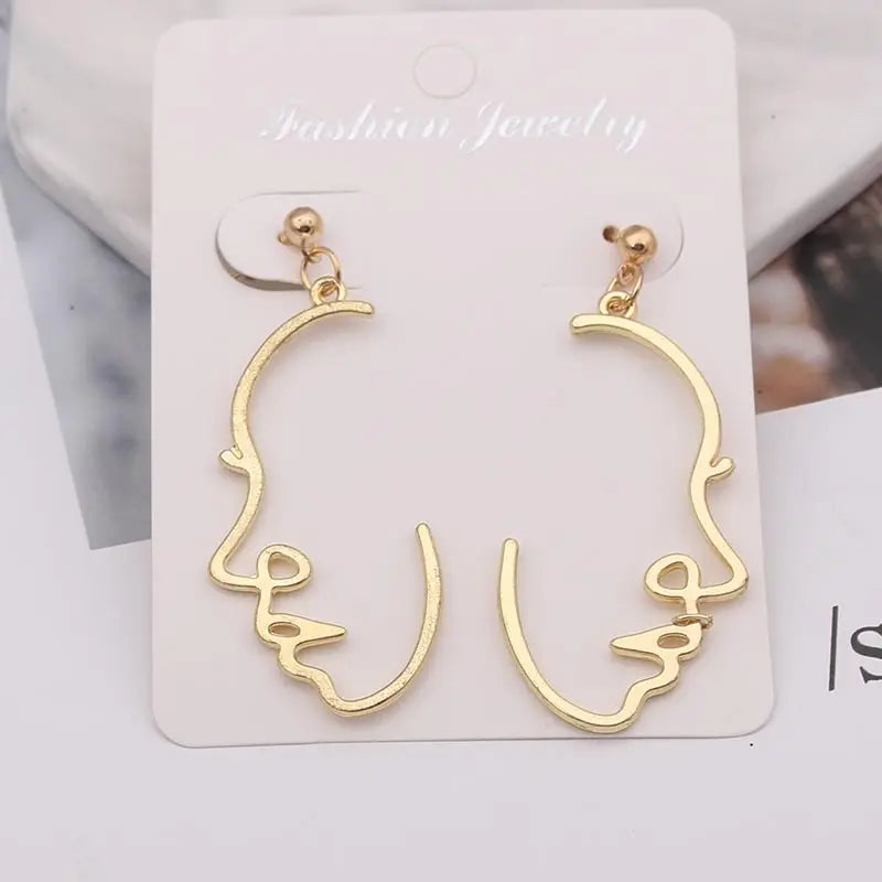 Abstract Face Pendant Earrings