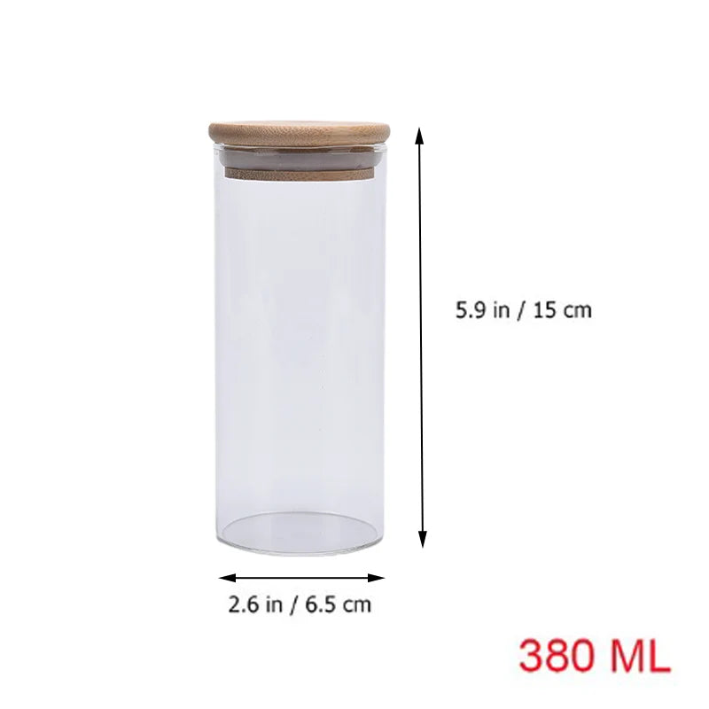 Bamboo Covered High Food Sealed Glass Container