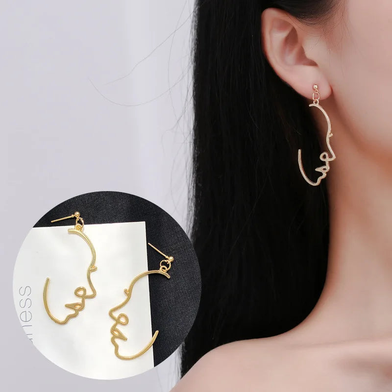 Abstract Face Pendant Earrings