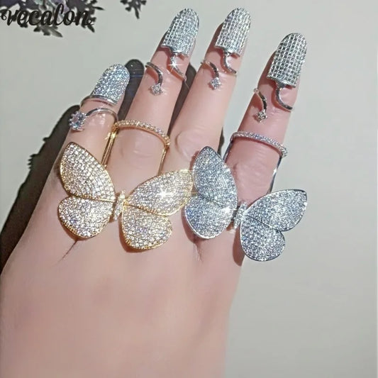Crystal Stones Made Butterfly Ring