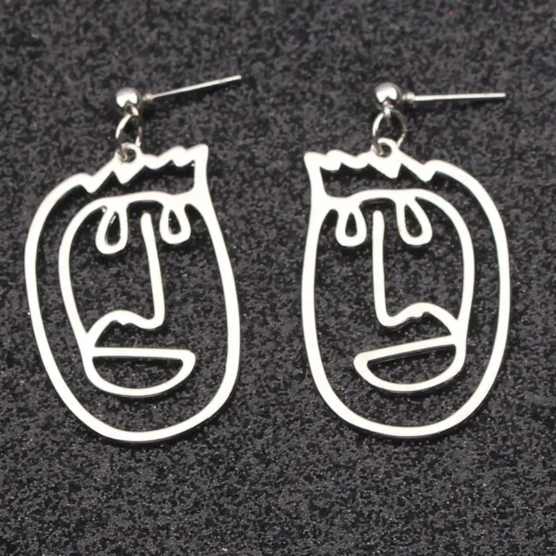 Abstract Face Pendant Earrings