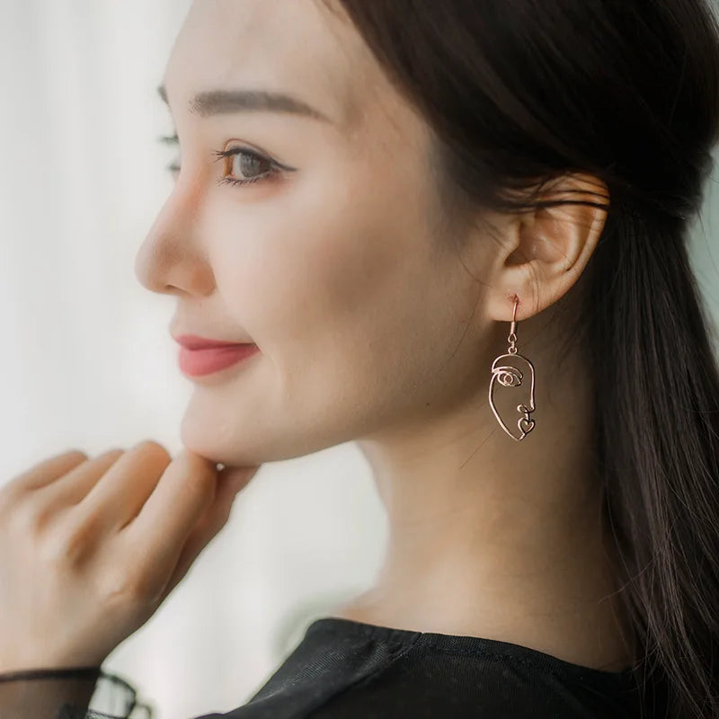 Abstract Face Pendant Earrings