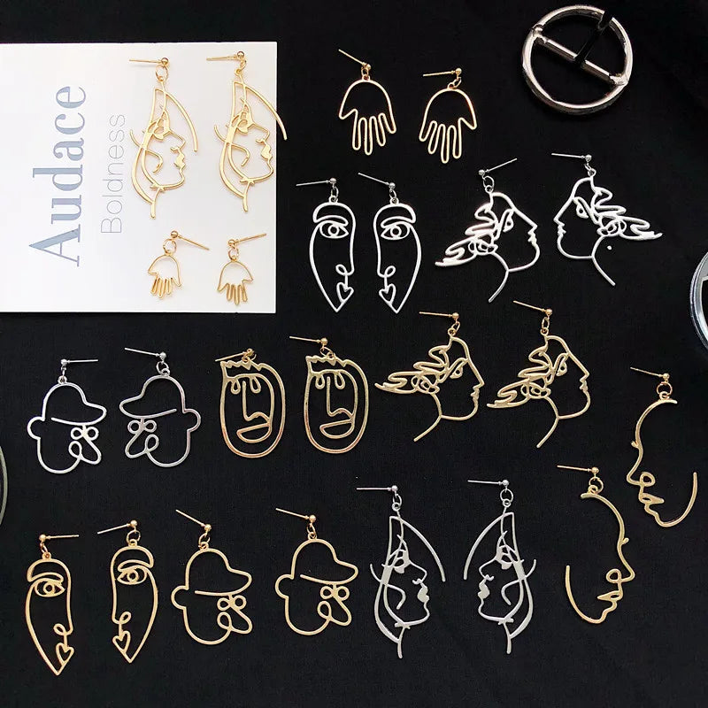 Abstract Face Pendant Earrings