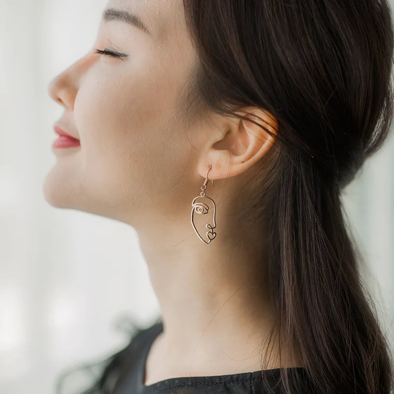 Abstract Face Pendant Earrings