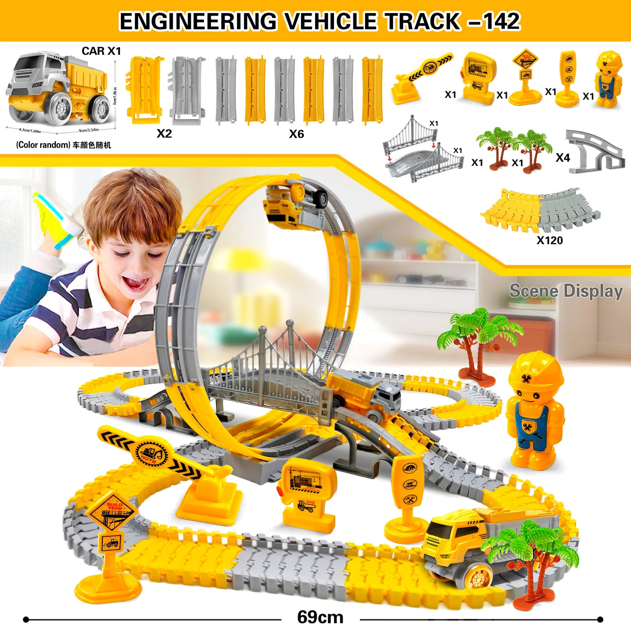 Magic Climbing Track with Engineering Car