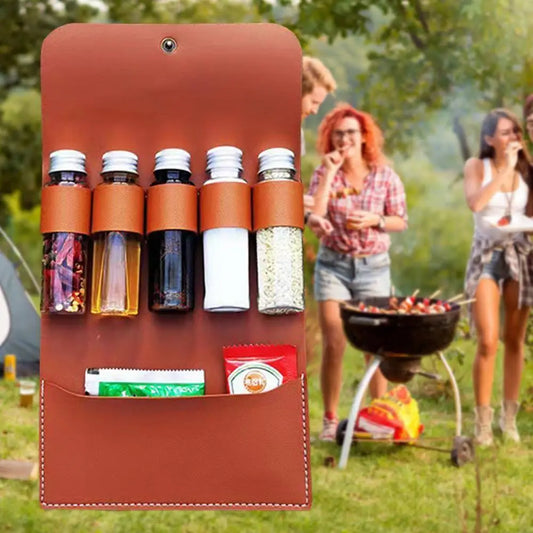 Leather Spice Jar Storage Bag